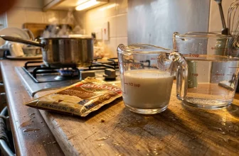 Cuisine avec ingrédients mesurés dans des verres doseurs