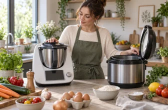 Deux robots culinaires génériques comparés dans une cuisine familiale.